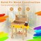 Kids Wooden Barbecue Grill Playset Pretend Kitchen with Food and Wheels-Natural